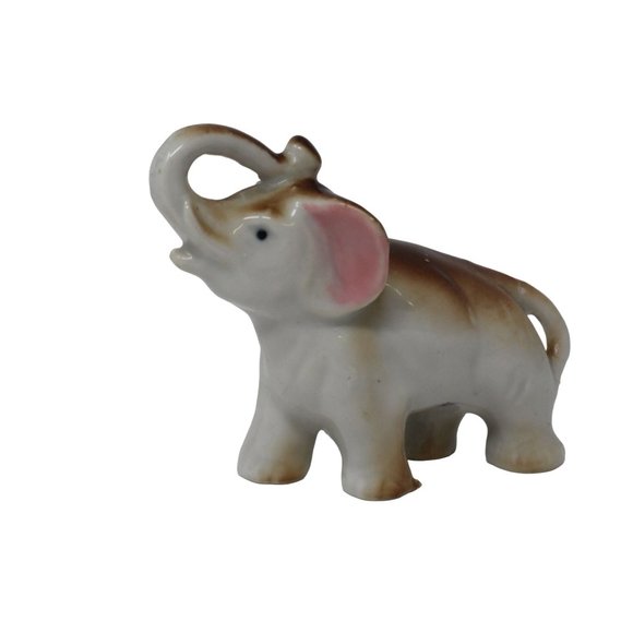 Vintage Elephant Good Luck Trunk Up Porcelain Ceramic Made In Japan Figurine - Picture 1 of 6
